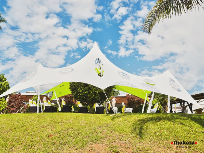 White and green event tent on Thokoza grounds